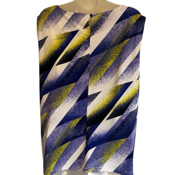 NWOT Calvin Klein Purple, White & Yellow Print Sleeveless Blouse PLUS: 2X     #M - Picture 4 of 8
